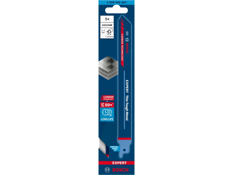 List Bosch za sabljasto žago EXPERT ‘Thin Tough Metal’ S 1022 EHMt, 200mm, 18TPI, za cevi, 2608900363